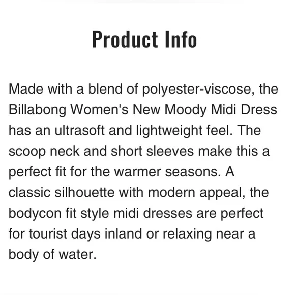 Billabong Womens New Mood MIDI Dress NWT - Picture 9 of 10